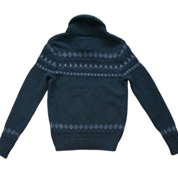 American Eagle Mens Fair Isle Green Knit Sweater - Picture 4 of 8